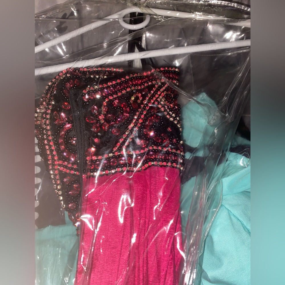 Mac duggal jeweled hot pink prom dress